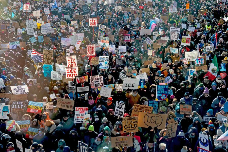 Anti-ICE protestors in Minneapolis, Minnesota